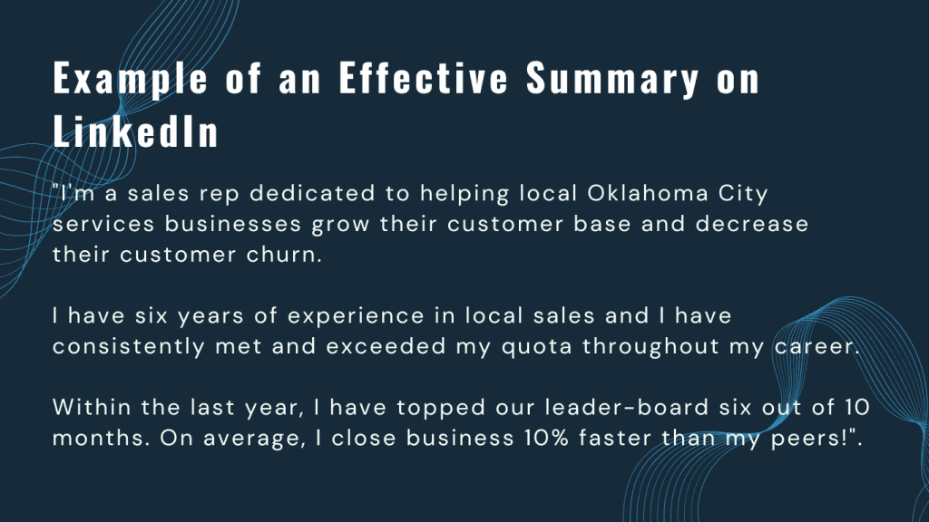 Elevate Your Professional Presence On LinkedIn: Example of an Effective Summary on LinkedIn