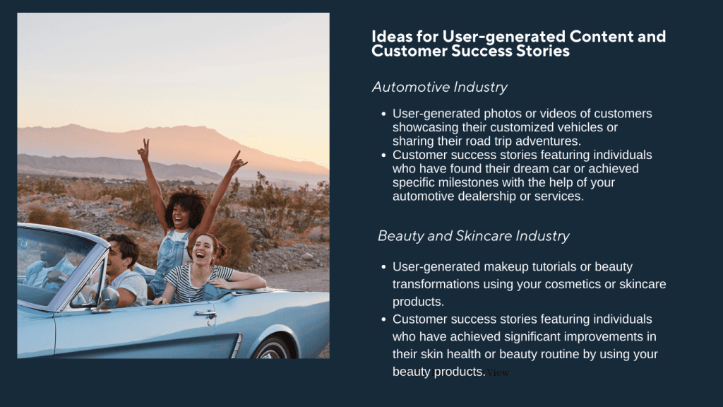 Facebook Marketing Examples of Industry Ideas for User Generated Content and Customer Success Stories