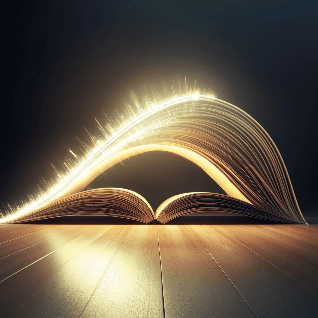 glowing-arc-book-storytelling-trust-360marketing - 360 Marketing Consultancy – Marketing Strategy & Architecture for SMEs A glowing arc emerging from an open book, symbolising the transformative power of storytelling in marketing.